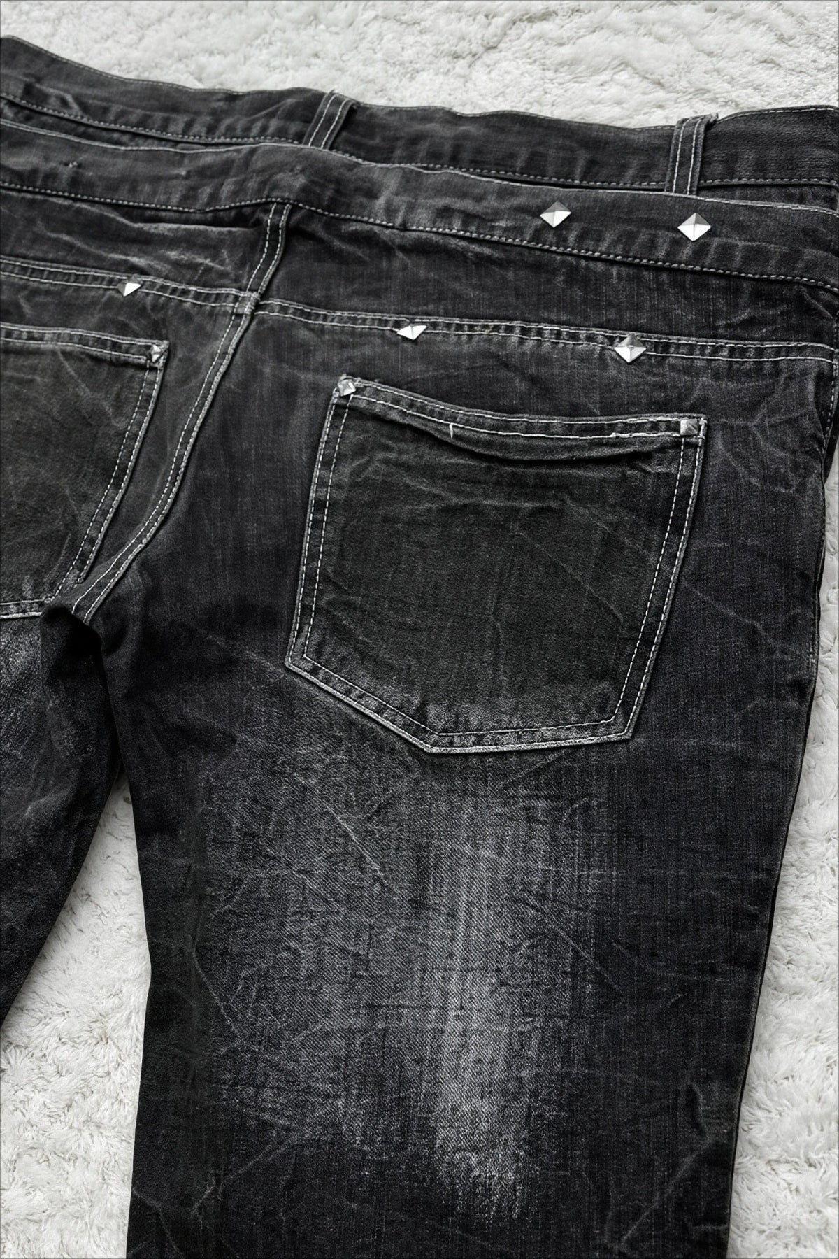 Gothic Distressed Double Waist Flare Jeans