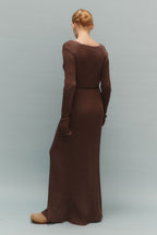 Solid Color Long-Sleeve Fitted Bodycon Knit Dress