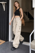 Casual Straight Wide Leg Pockets Joggers Trousers