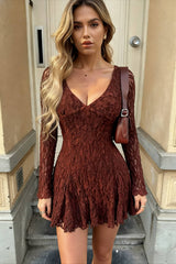 Elegant V Neck Bodycon Lace Dress