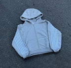 Retro Letter Embroidered Zip Hoodie