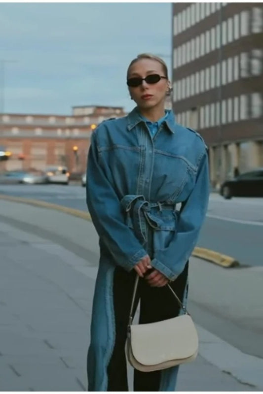 Belted Patchwork Denim Jacket Secondary image