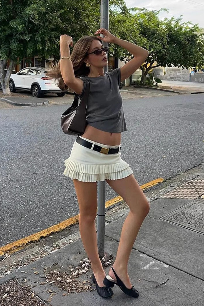 Vintage Inspired Low Waist Pleated Skirt Main image