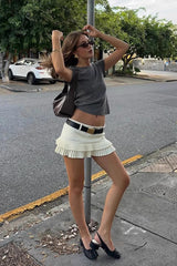 Vintage Inspired Low Waist Pleated Skirt