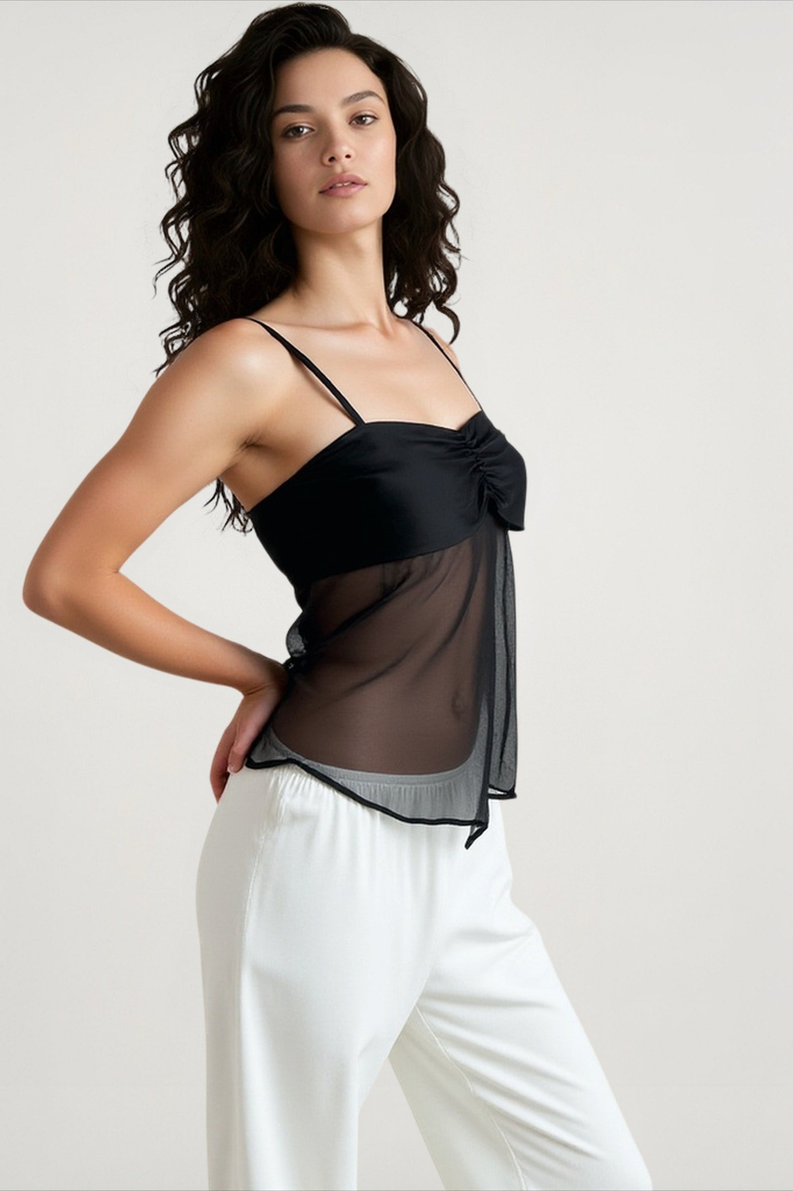 Slim Fit Sheer Mesh Cami Top Secondary image