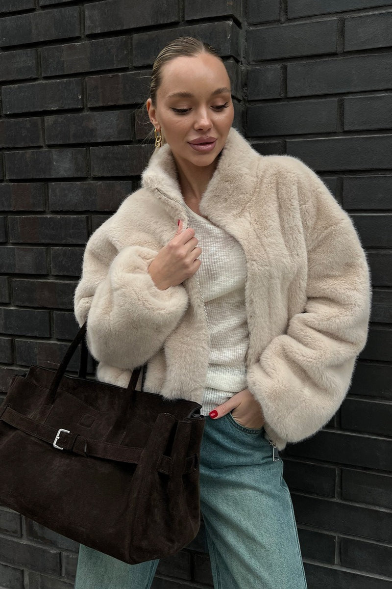 Cozy Plush High Neck Coat Main image