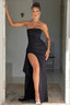 Off-Shoulder Strapless High Slit Maxi Dress