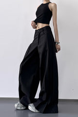 Pleated High End Edgy Wide Leg Suit Pants