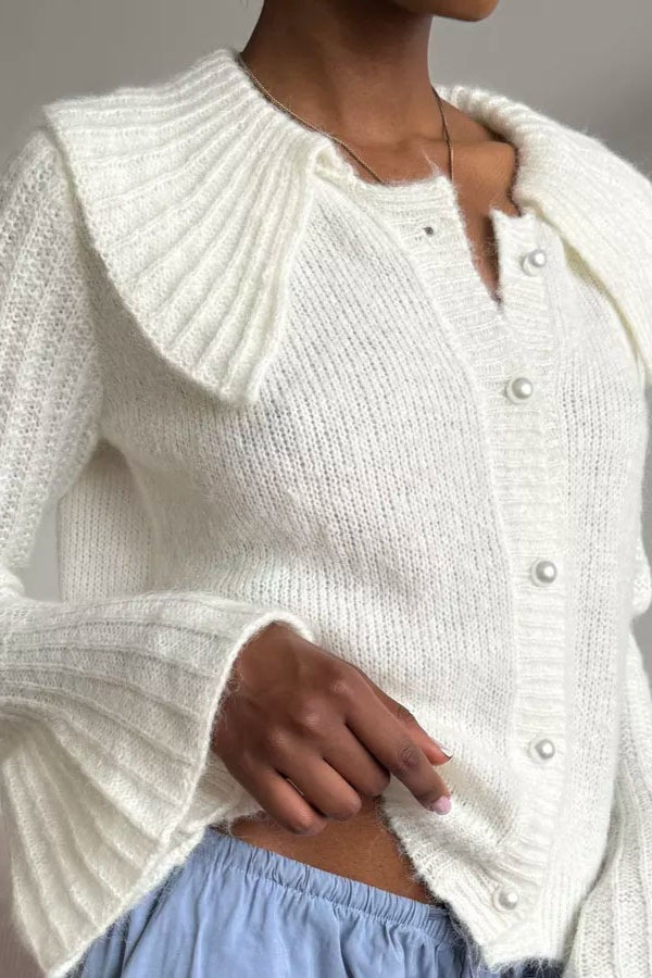 Fashionable Polo Bell Sleeve Sweater Secondary image