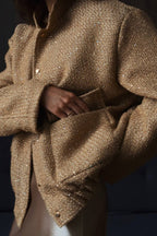 Metallic Sequined Stand Collar Coat