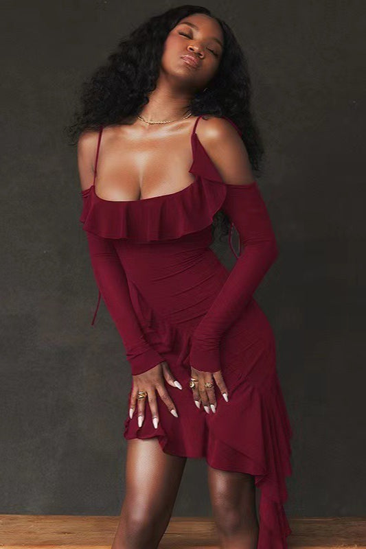 Asymmetric Off Shoulder Slip Dress Main image