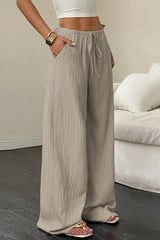 Solid Color Straight Leg Casual Pants