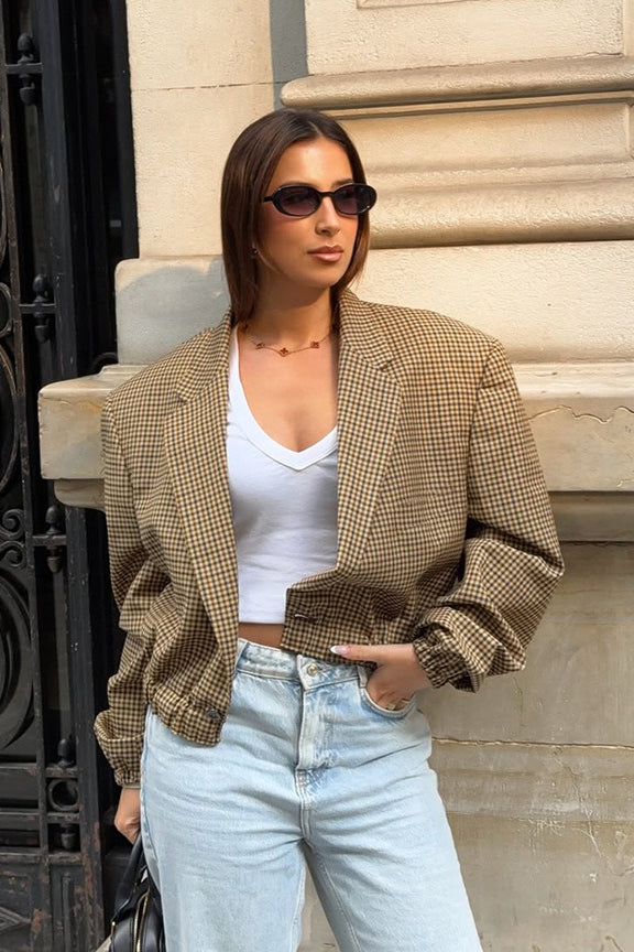 Vintage Plaid Cropped Coat Main image