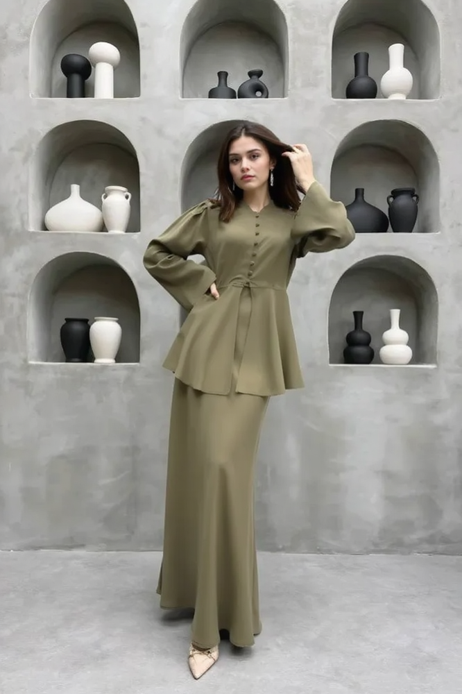 Solid Cardigan Dress Two Piece Elegant Work Set Secondary image