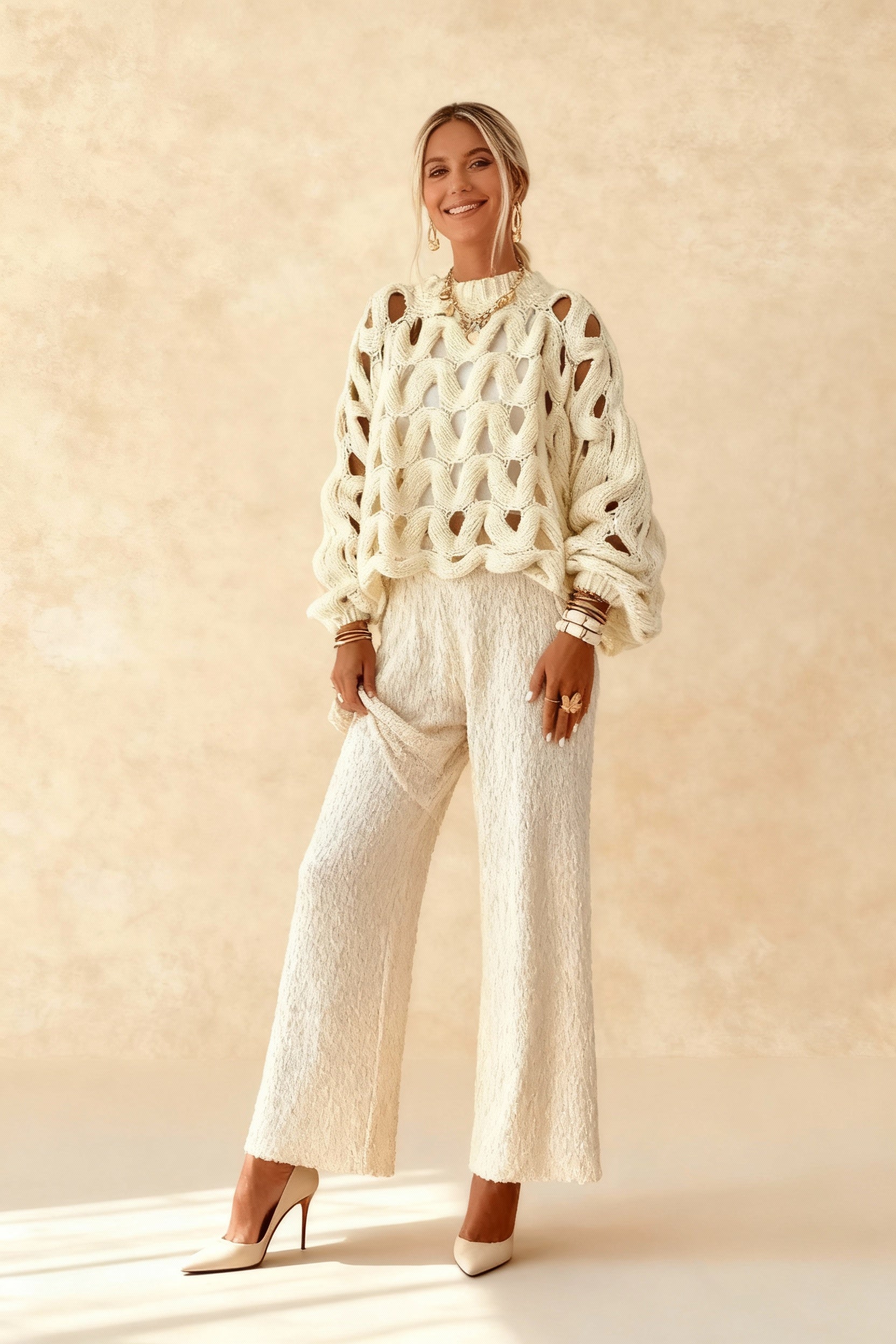 Crochet Knit Hollow Out Pullover Sweater Secondary image