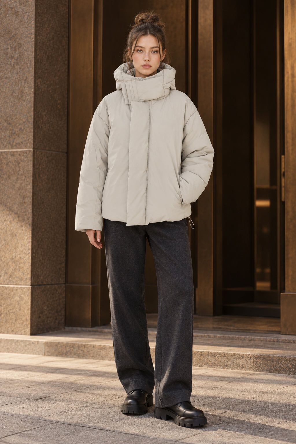 Unisex High Neck Puffer Jacket Secondary image