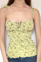 Floral Cutout Tie Cami Top