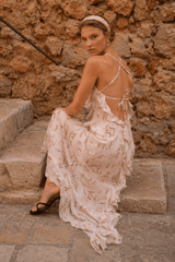 Strap Backless Ruffle Floral Dress
