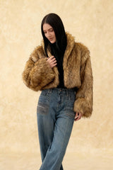 Short Faux Fur Raccoon Fur Warm Jacket Coat