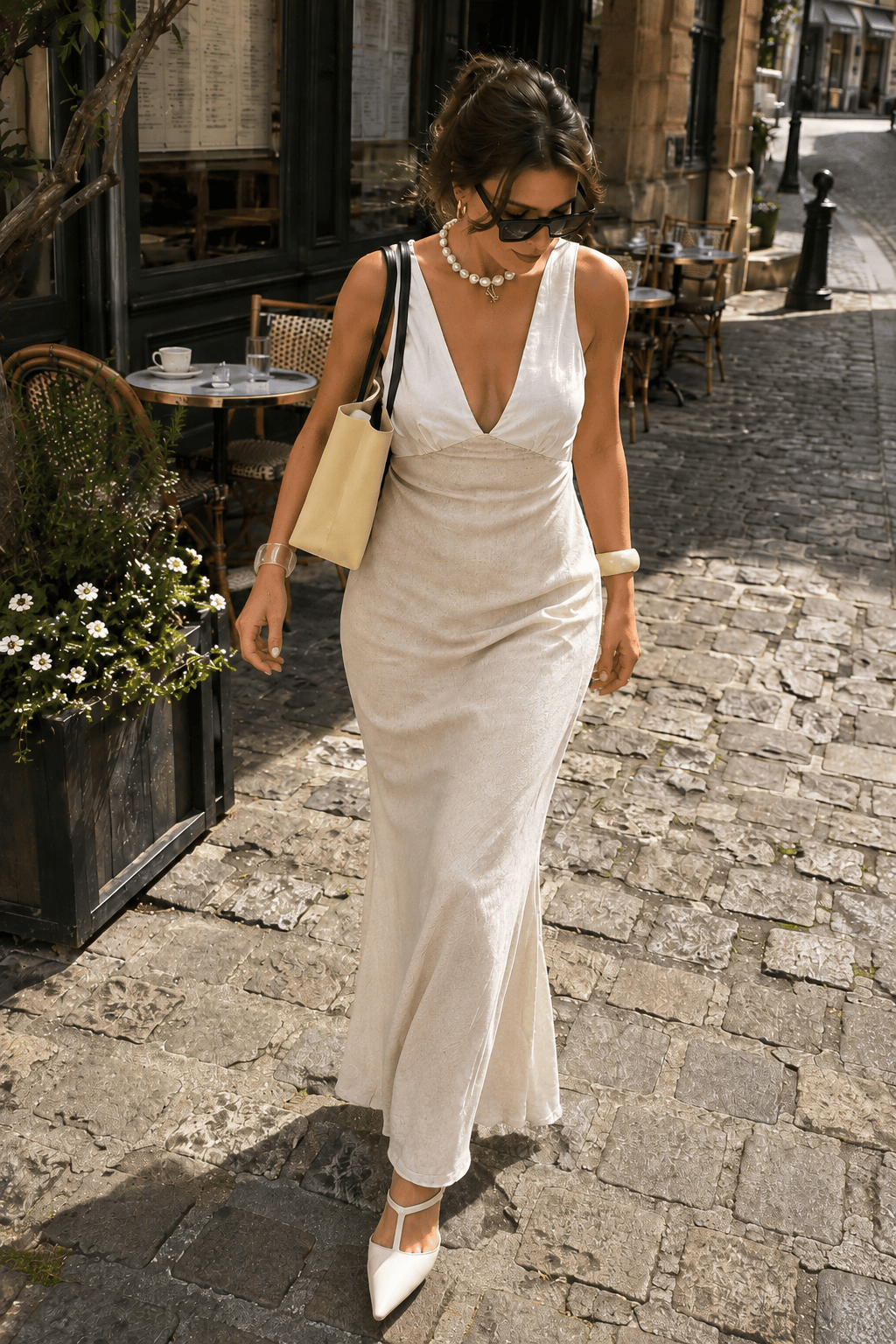 Deep V Back Lace Up Sleeveless Slip Dress Main image