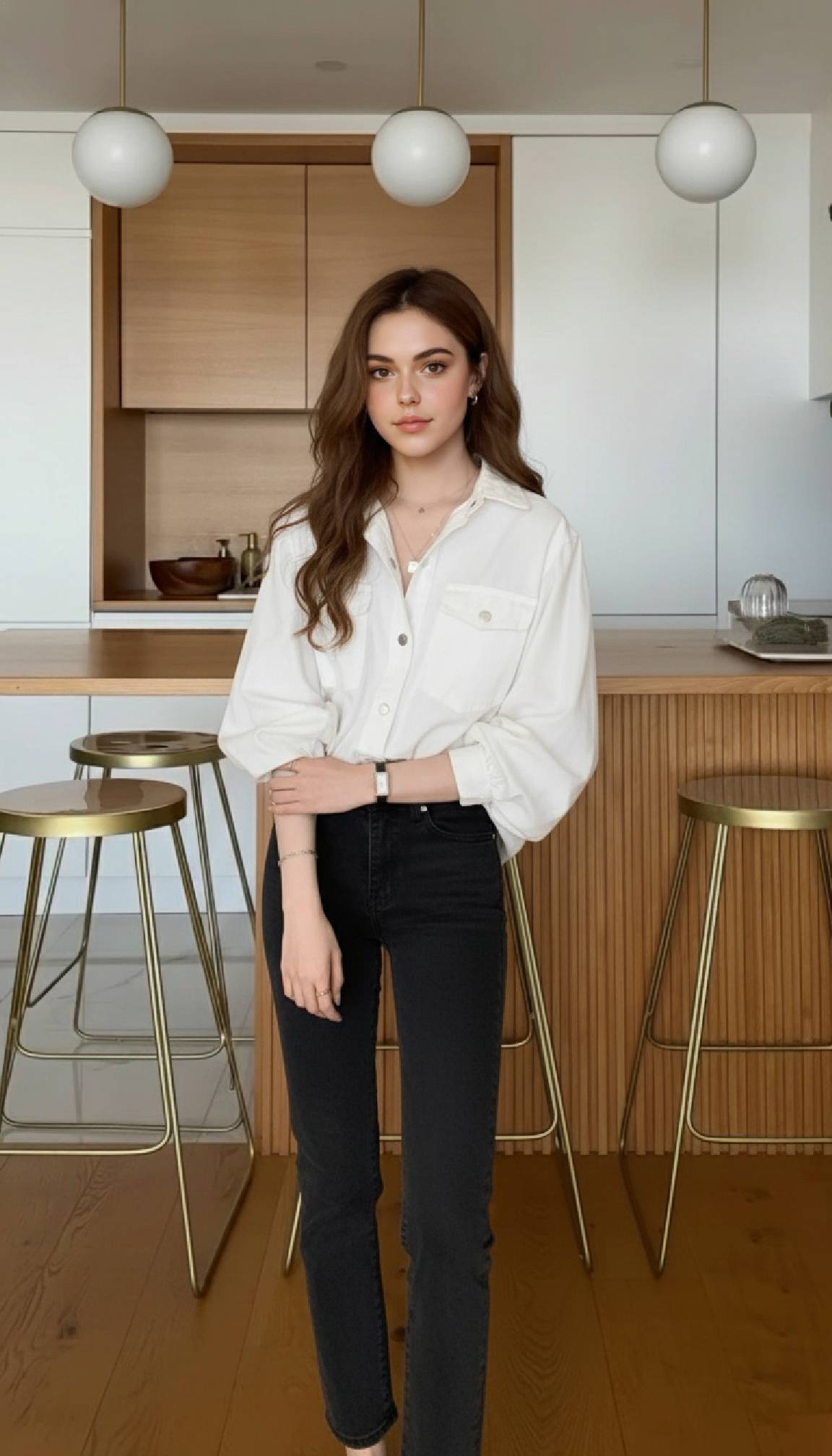 Pleated Long Sleeve Blouse Main image