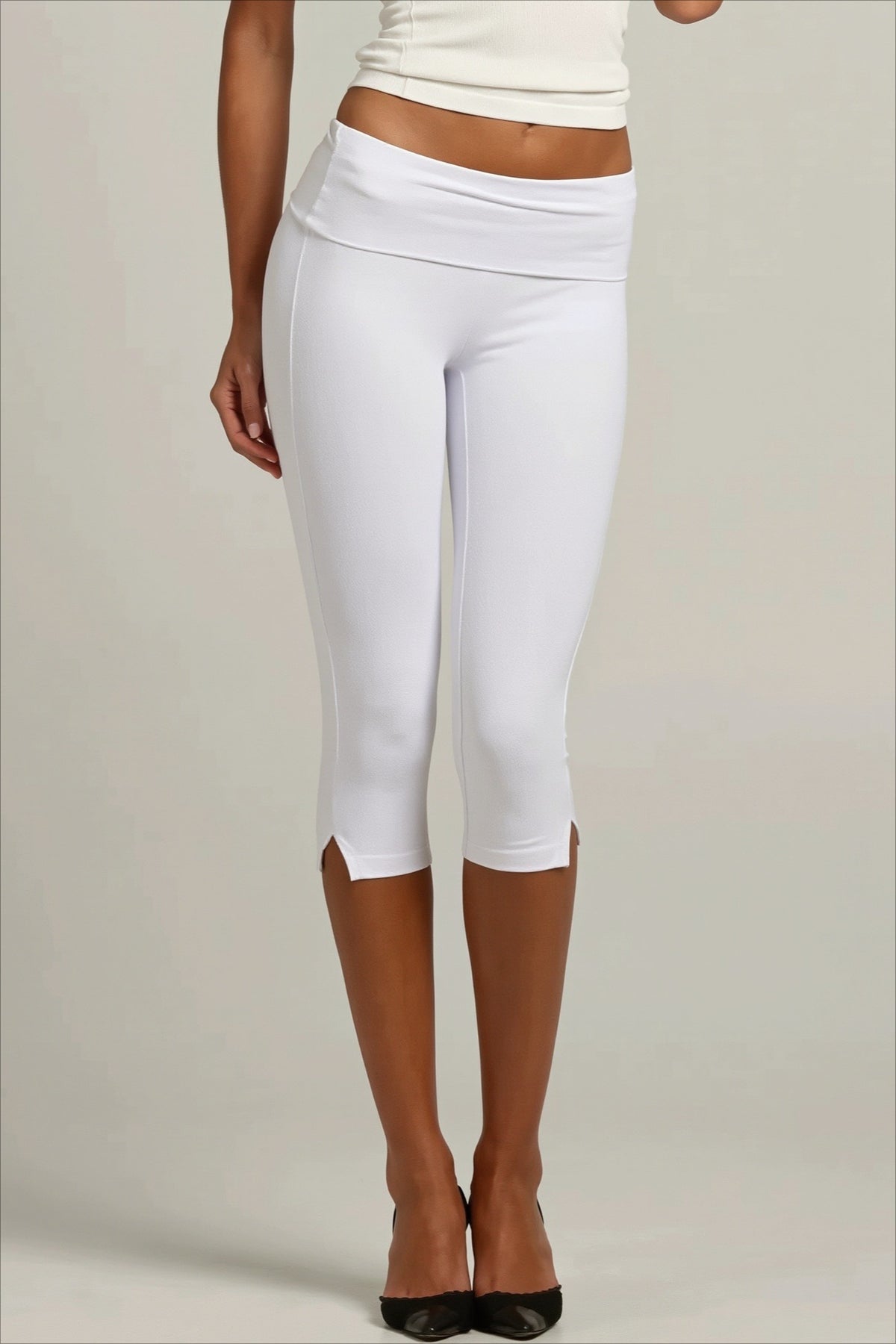 Low Waist Side Slit Capri Pants