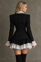 Lace Trim Tailored Blazer Mini Dress