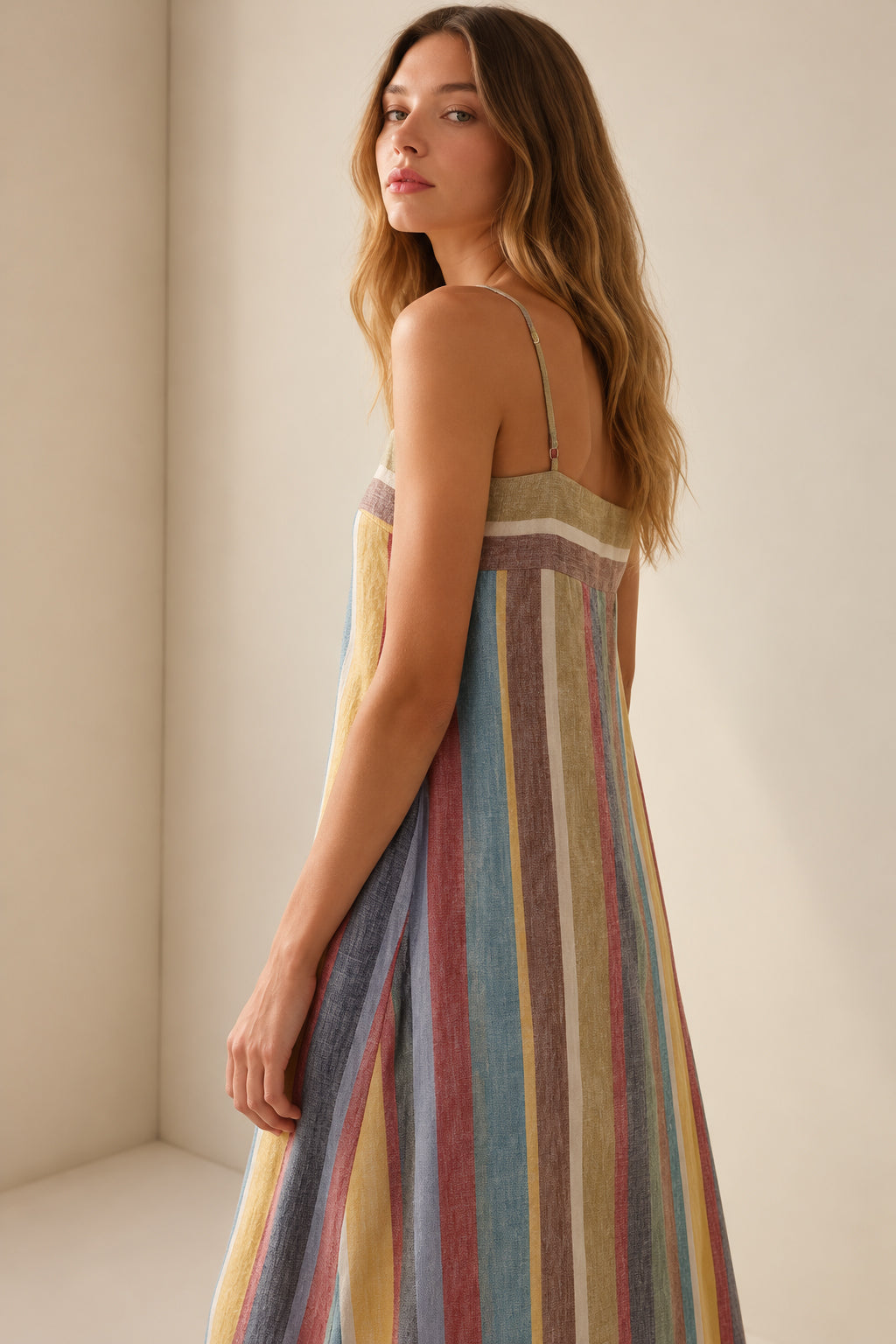Striped Printed Strap Boho Dress Secondary image