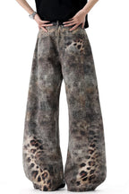 Leopard Patch Washed Barrel Leg Jeans