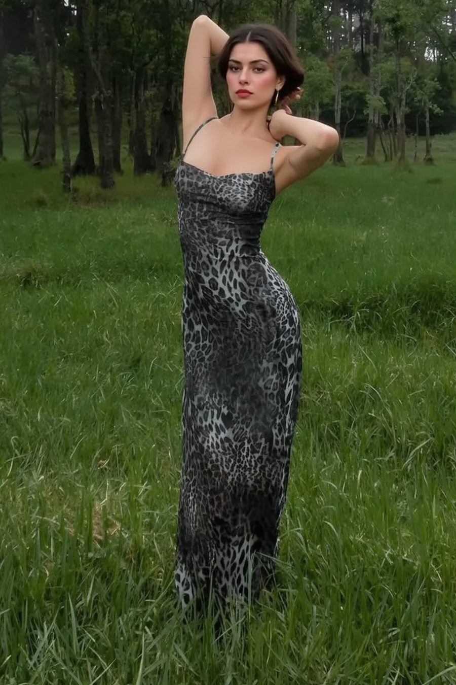 Sexy Leopard Backless Cocktail Slip Dress Main image