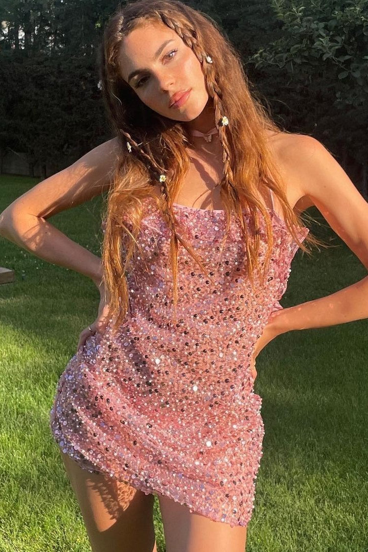 Spaghetti Strap Sequin Bodycon Mini Sequin Dress Secondary image