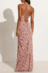 Printed Square Neck Sleeveless Floral Dress