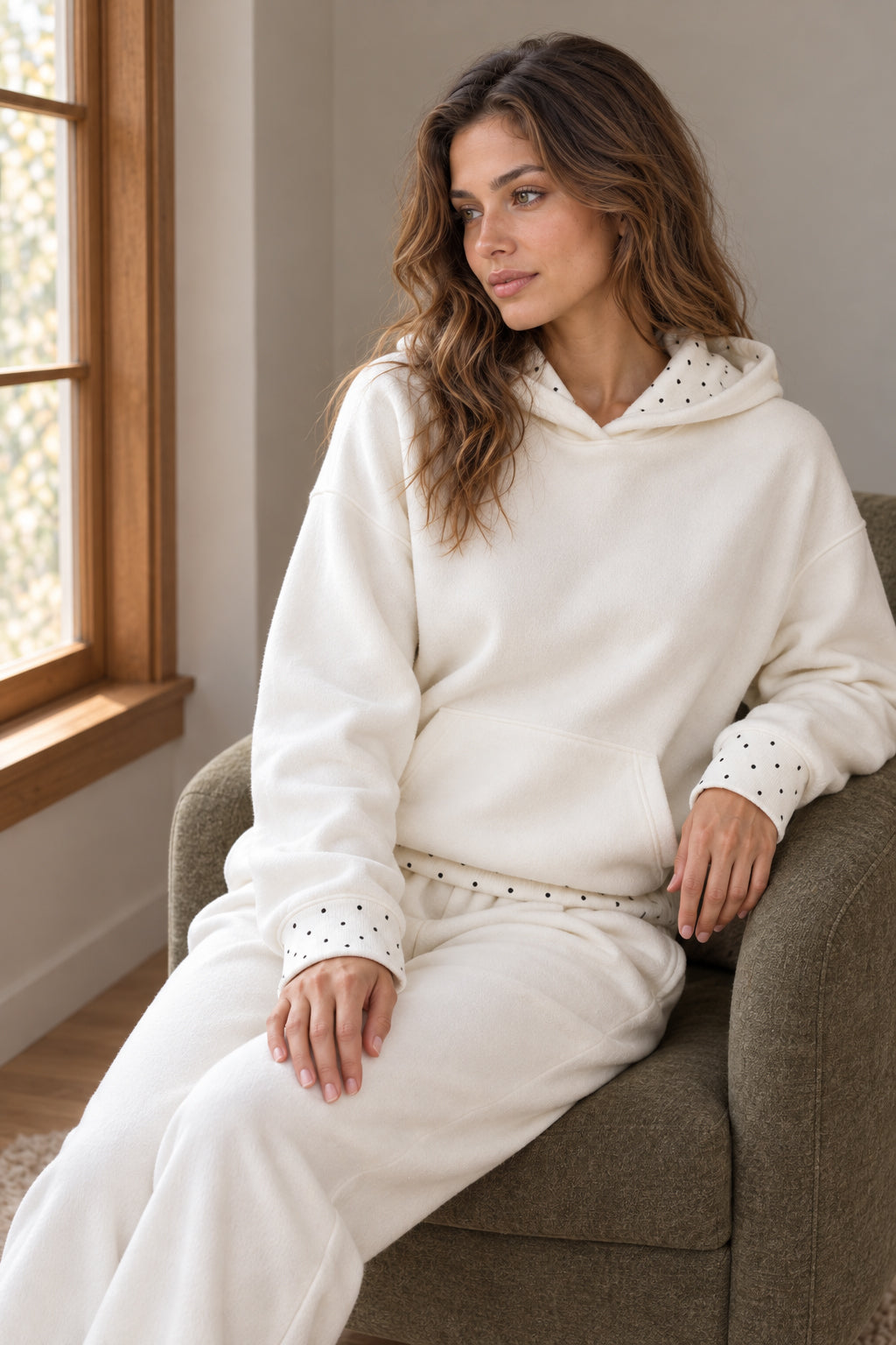 Loose Fit Polka Dot Printed Hoodie