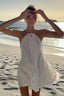 Solid Floral Buckle Halter Fitted Mini Dress