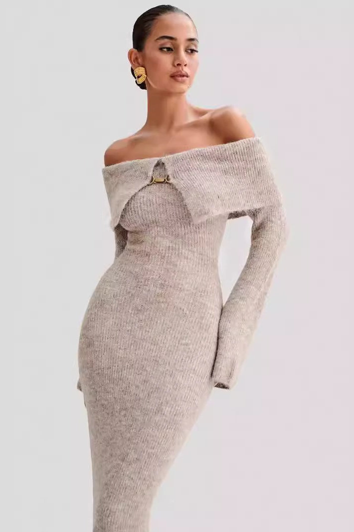 Knit Off Shoulder Fitted Bodycon Dress Secondary image
