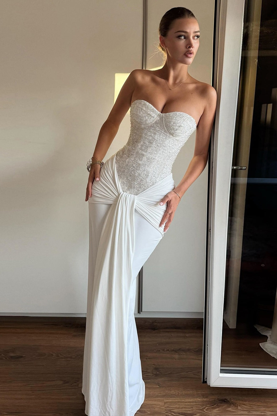 Strapless Rhinestone High Waist Bodycon Dress Main image