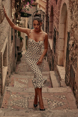 Polka Dot Ruched Slip Dress