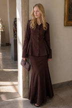 Slim Fit V Neck Blazer Two Piece Set