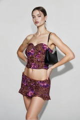 Leopard Off-shoulder Beach Knit Set