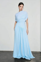 Sky Blue Sleeveless Formal Party Maxi Dress