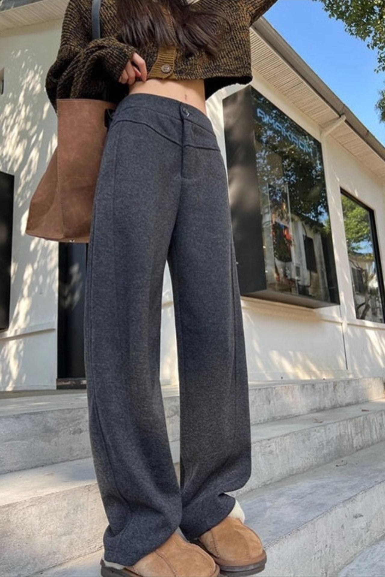 Wool Thickened Slim Draped Straight Pants Main image