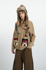 Casual Printed Slouchy Knit Top