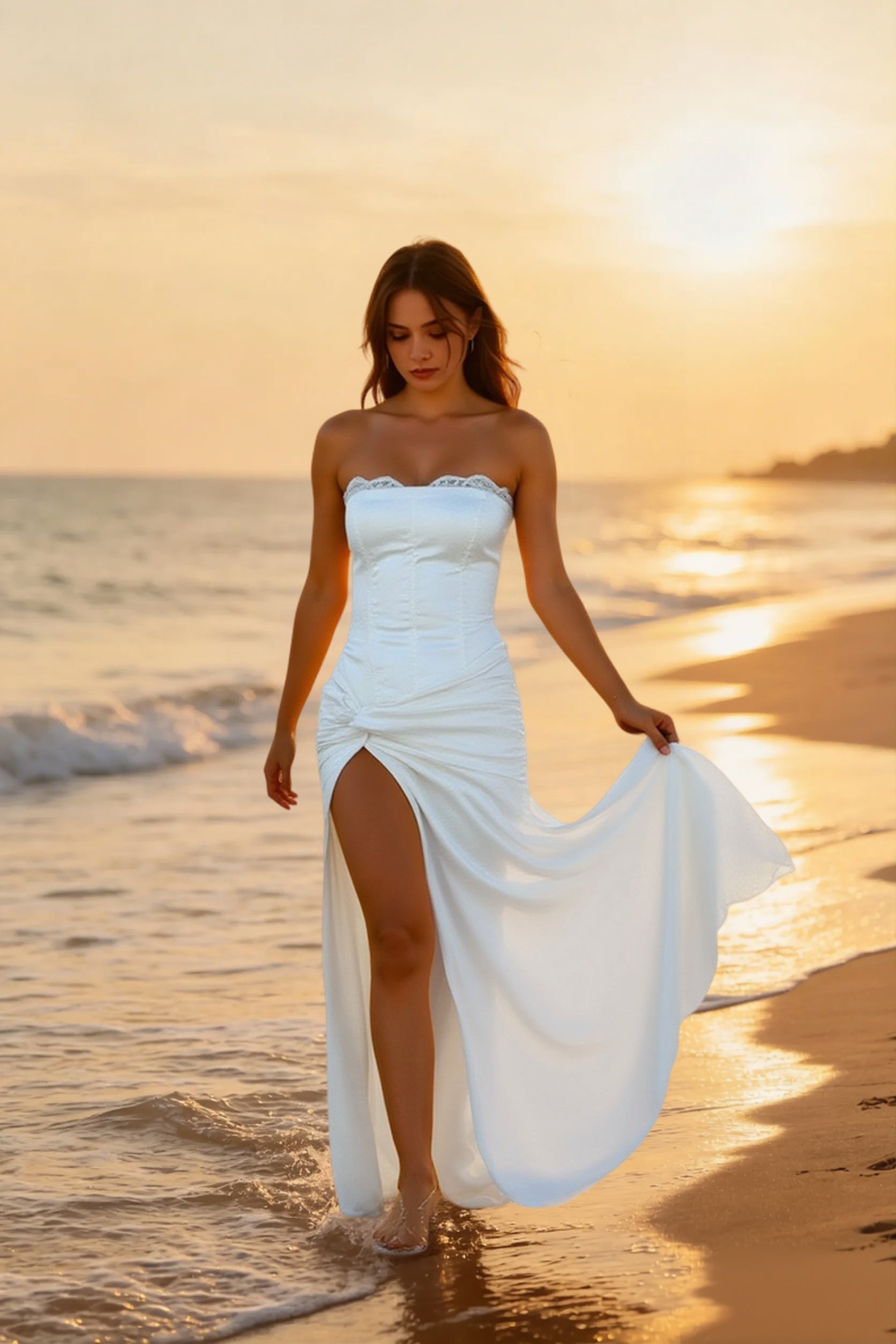Satin Kink Detail Slit Maxi Dress Secondary image