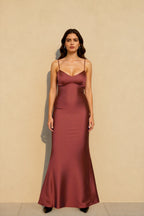Backless Lace-Up Silk Dress