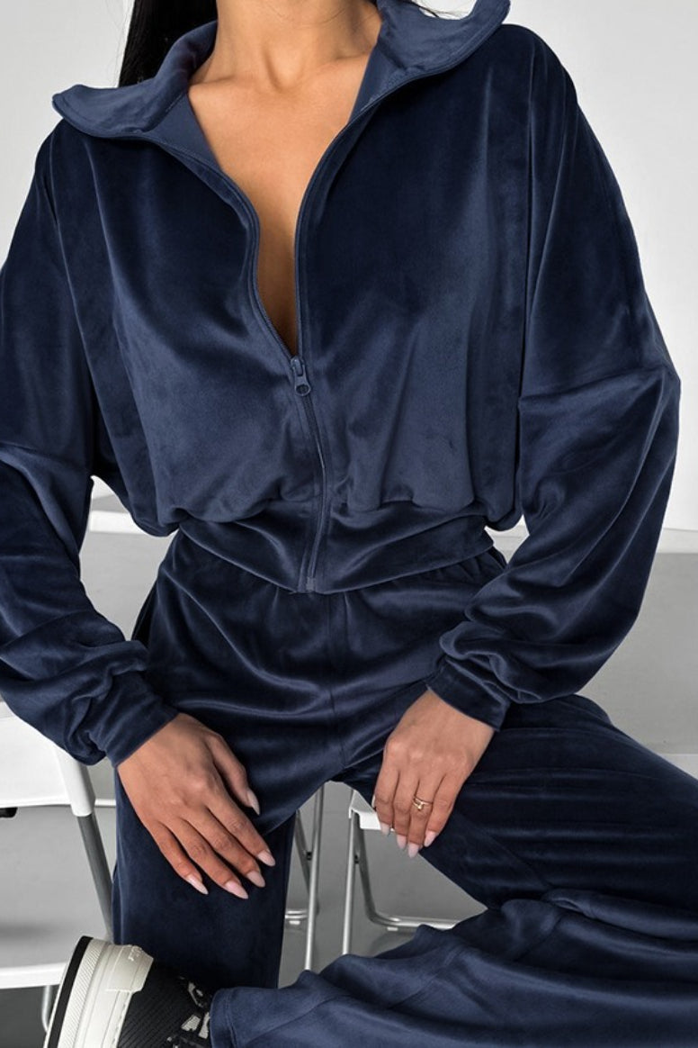 Stand Collar Knit Sweatsuit Activewear Set Secondary image
