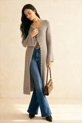 French Retro Elegant Long-Sleeve Mid-Length Knit Cardigan
