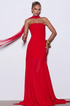 Mesh Panel Strapless Evening Gown Prom Dress