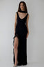 High Slit Ruffle Slip Dress