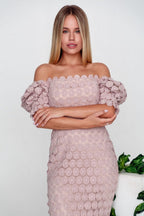 Off Shoulder Lace Bodycon Boho Dress