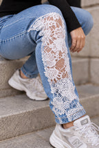 Lace Floral Crochet Hollow-Out Jeans